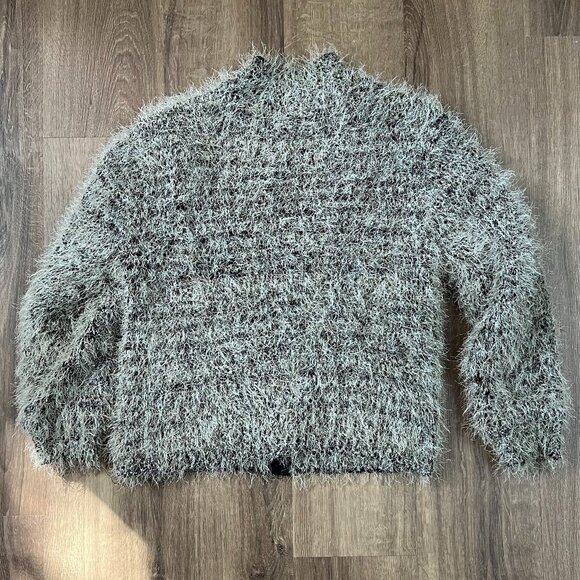 Jamie Sadock Fuzzy Black White Full Zip Jacket Sz L - Picture 8 of 12